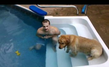 Maple in piscina per la prima volta