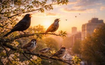 Uccelli rumorosi all’alba: perché iniziano a cantare così presto Uccelli rumorosi all’alba
