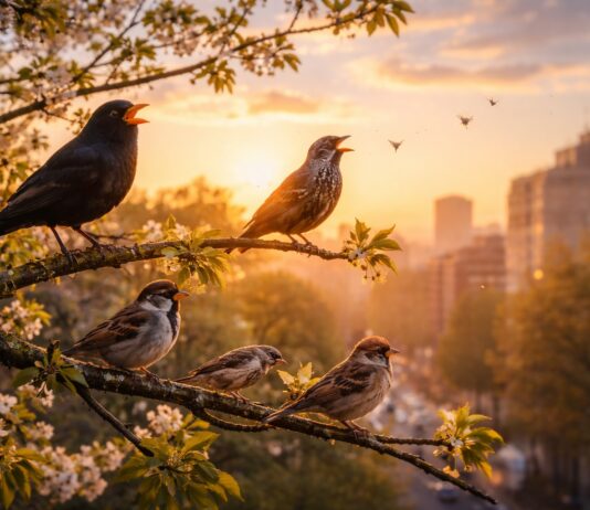 Uccelli rumorosi all’alba: perché iniziano a cantare così presto Uccelli rumorosi all’alba